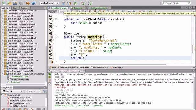 Curso de Java - Orientação a Objetos: Correção Exercícios Aula 43 - Parte 1 (Conta Bancária) смотреть онлайн