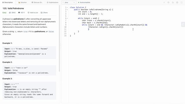 Leetcode 125 - Valid Palindrome (JAVA Solution Explained!) смотреть онлайн