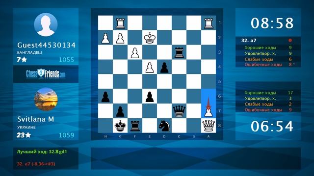 Chess Game Analysis: Guest44530134 - Svitlana M : 1-0 (By ChessFriends.com) смотреть онлайн