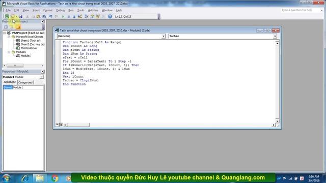 Hàm tách số ra khỏi chuỗi trong Excel 2003, 2007, 2010 смотреть онлайн