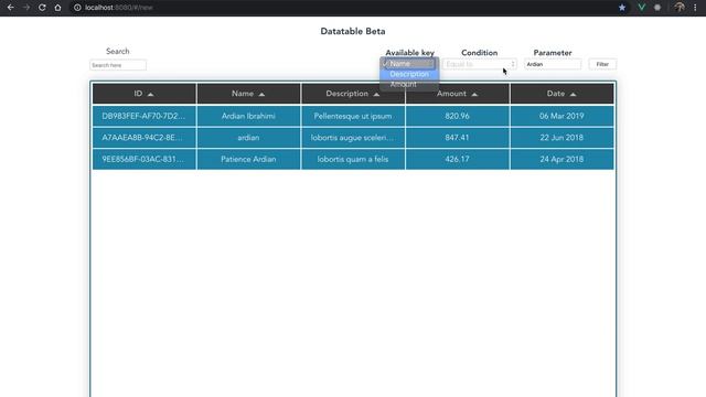 Vue.Js data-table demo смотреть онлайн