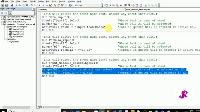 Excel Macro : Writing in cell with VBA смотреть онлайн