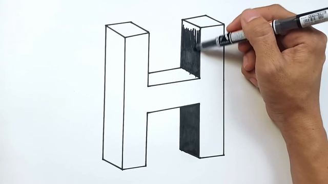 How To Draw 3D Letter ''H'' Very Easy | Easy Drawing Tutorial смотреть онлайн
