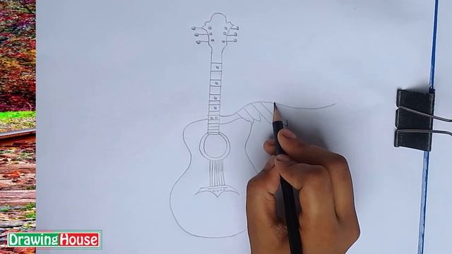 How To Draw A Beautiful Guitar With Wings | Music Instrument Pencil Sketch Drawing | Drawing House смотреть онлайн