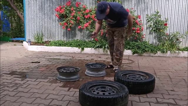 Покраска дисков 14 штампы в серебро баллончиком. смотреть онлайн