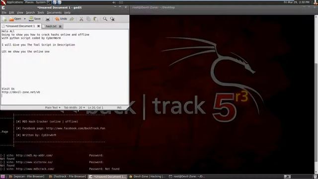 Hash Descrypter Python Script on BackTrack5 R3 смотреть онлайн