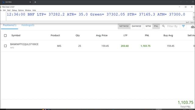 Live INTRADAY 28JUL22 BankNifty Option Trading Renko Chart+Supertrend in Python смотреть онлайн