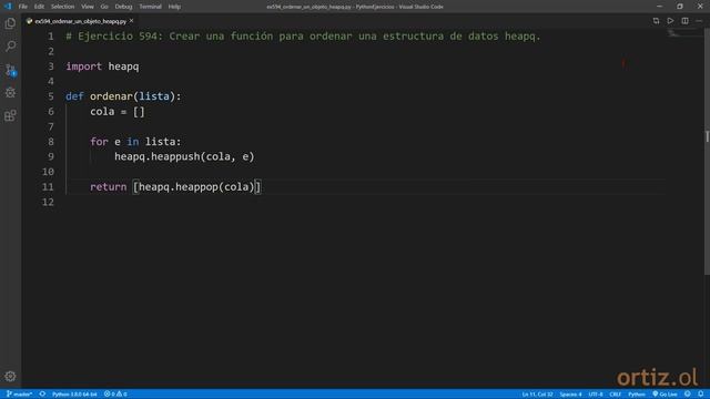 Python - Ejercicio 594: Crear una Función para Ordenar una Estructura de Datos heapq смотреть онлайн