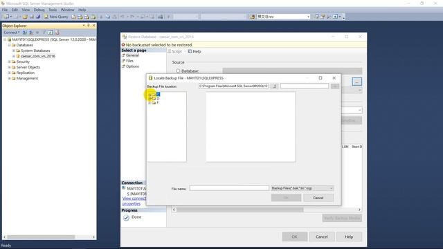 Retore SQL từ file .bak khi tạo mới database tương tự смотреть онлайн