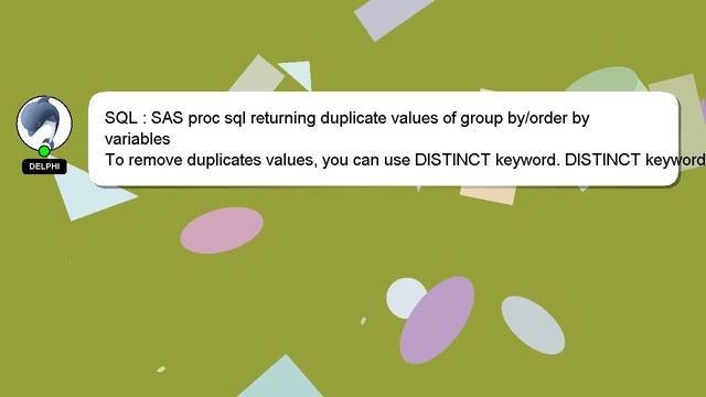 SQL : SAS proc sql returning duplicate values of group by/order by variables смотреть онлайн