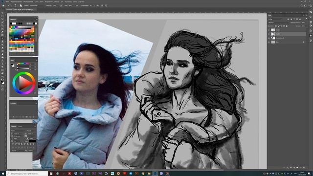 РИСУЕМ НА ГРАФИЧЕСКОМ ПЛАНШЕТЕ в фотошоп. Portrait on tablet ? смотреть онлайн
