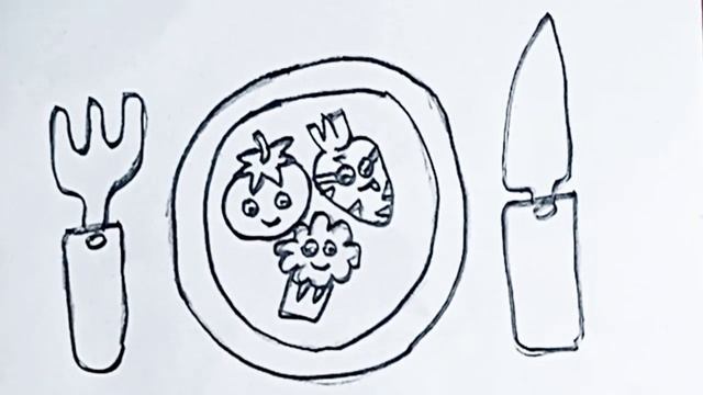 How To Draw A Vegetable Plate Drawing | Painting For Toddlers And Drawing For Kids