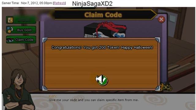 Ninja Saga Claim Code 200 Token Halloween 2012 смотреть онлайн