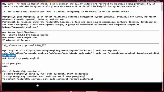 How To install PostgreSQL 10 On Ubuntu 18.04 LTS Bionic Beaver смотреть онлайн
