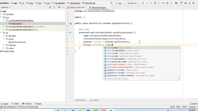 Date in android studio #JAVA استعراض التاريخ الحالي في التطبيق смотреть онлайн