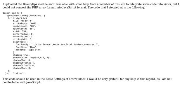 Drupal: How to convert the php array format to javascript array format? смотреть онлайн