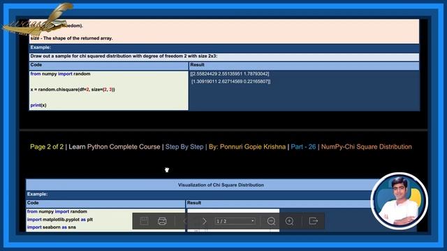 Learn NumPy Complete Course |StepByStep| Random Chi Square Distribution |PonnuriGopieKrishna|Part-2 смотреть онлайн