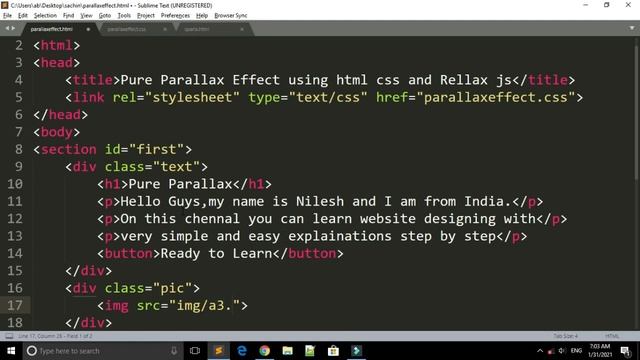 Rellax.js Parallax Effect Step by Step in Hindi 2021 | Rellax js tutorial | rellax js examples смотреть онлайн