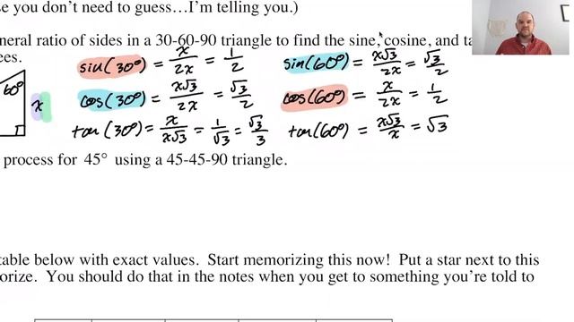 Sine, Cosine, Tan. of 30, 45, 60 pg 15, pt 1 смотреть онлайн