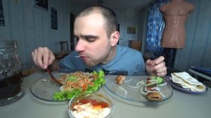 МУКБАНГ/ ЛЮЛЯ КЕБАБ 3 ВИДА - КУРИЦА, СВИНИНА, ГОВЯДИНА/ ПЛОВ С МЯСОМ/ EATING Mukbang ASMR/ АСМР #884