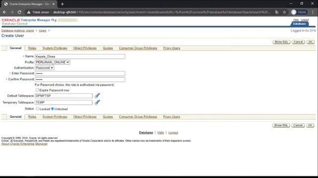 TAS Oracle Administrator 682018082 "PERIZINAN ONLINE" смотреть онлайн