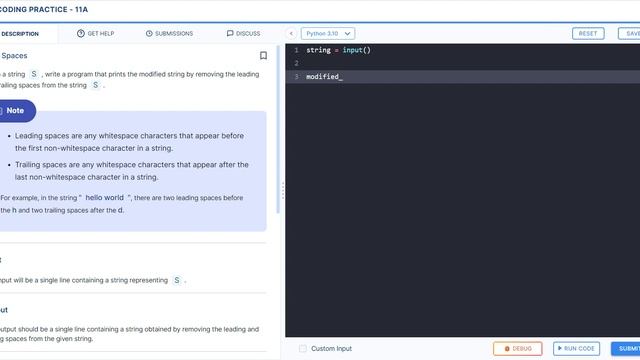 ccbp | coding practice 11A | Strip Spaces смотреть онлайн