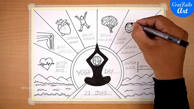 How to Draw Yoga Day Poster drawing || International Yoga Day Chart Project - Easy way смотреть онлайн