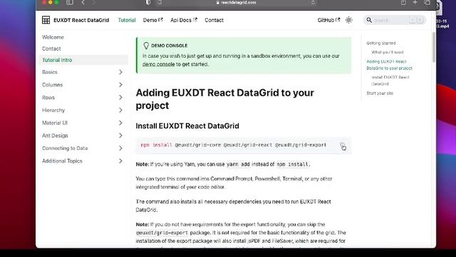 React DataGrid смотреть онлайн