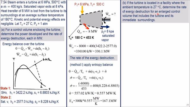 19.0 Example # 11 Exergy destruction in a steam turbine смотреть онлайн
