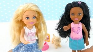 Куклы #Барби Челси с Подругой Гуляют со Щенком Игрушки для Девочек Лучшие Подружки