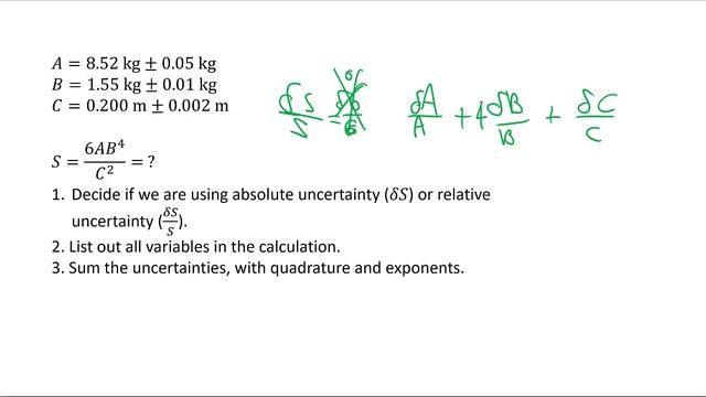 Uncertainty Propagation Multiplication/Division/Exponent Example (with quadrature) смотреть онлайн