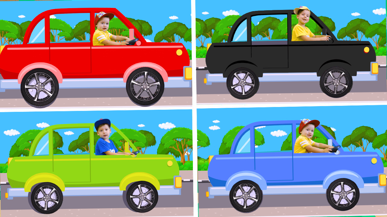 Детские песенки Машинки Кто в машинке едет? Учим животных и звуки животных смотреть онлайн