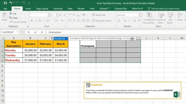 TRANSPOSE - Top 100+ Excel Formulas in Just 1 Minute (Microsoft Excel 2016) смотреть онлайн