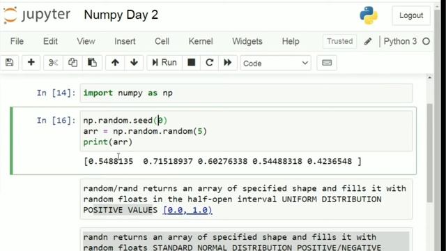 #2 Python NumPy Tutorial | Part 1 | seed & random | Python Numpy Tutorial For Beginners смотреть онлайн