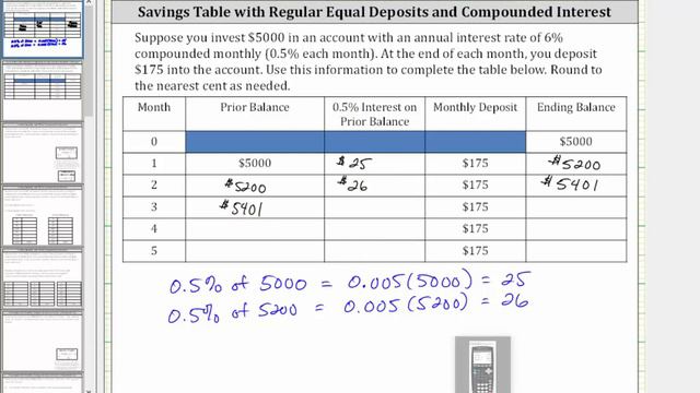 Complete a Saving Table with Monthly Deposits and Compounded Interest смотреть онлайн