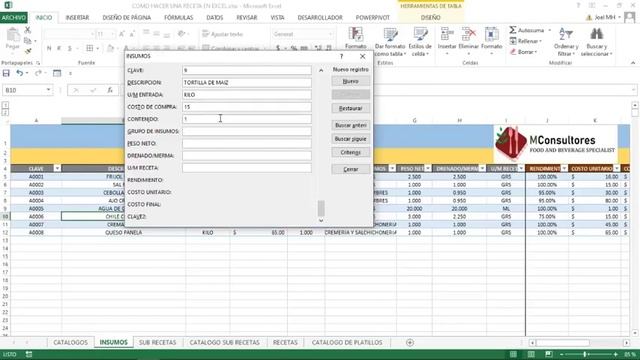 COMO HACER UNA RECETA EN EXCEL PARTE 1 смотреть онлайн