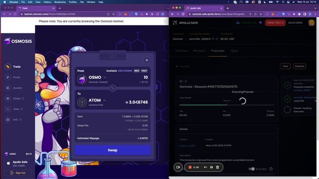 Apollo Safe Osmosis Demo - Additional use cases for WalletConnect (short) смотреть онлайн