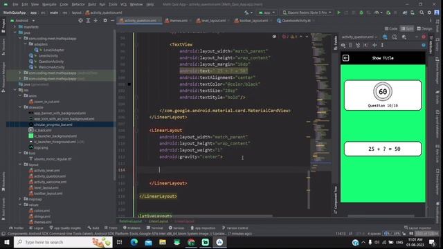 Math Quiz App Android Studio Kotlin Part - 3 Design Question Screen смотреть онлайн