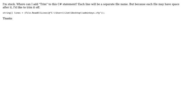 Where can I add "Trim" to this C# statement? смотреть онлайн
