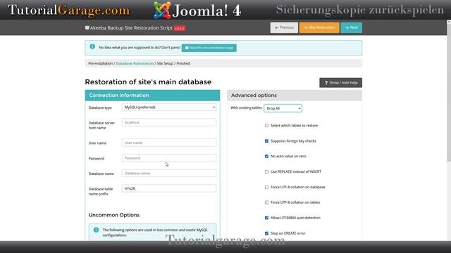 Akeeba Backup auf Server wiederherstellen - Homepage erstellen mit Joomla!4 - Tutorialgarage.com смотреть онлайн