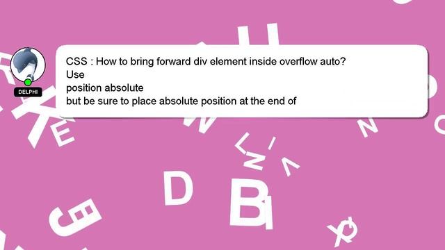 CSS : How to bring forward div element inside overflow auto? смотреть онлайн