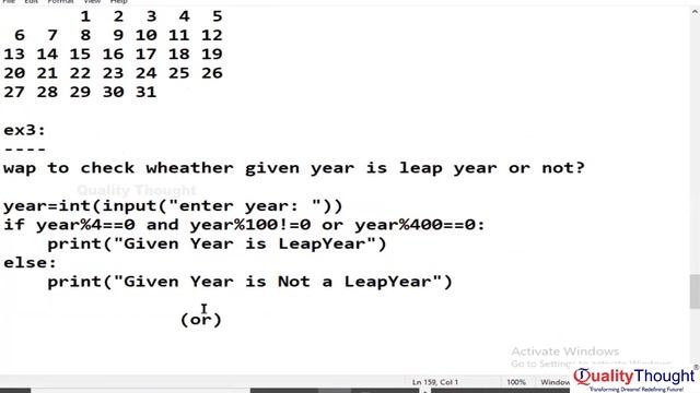 Control Flow Calender Module in Pytho | Advanced Python Tutorial for Beginners | Quality Thought смотреть онлайн