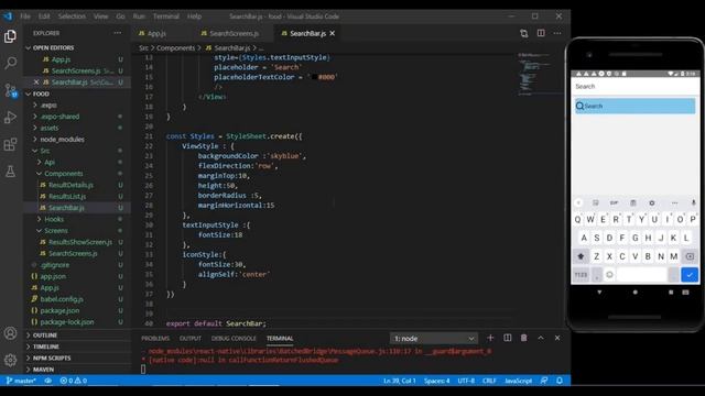 Custom Search Bar in React Native || Passing props from child component to parent component. смотреть онлайн