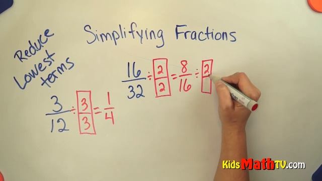 How to simplify fractions to the lowest terms math video