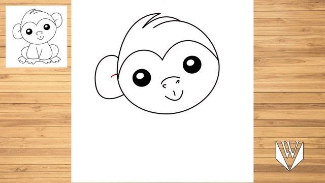 Как нарисовать милая обезьяна шаг за шагом, Easy Draw | Скачать бесплатно раскраски смотреть онлайн