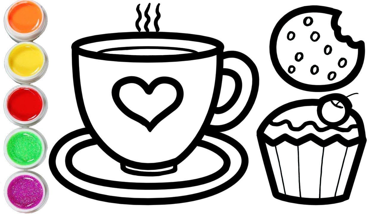 Cómo dibujar una taza de té y un pastel para niños/How to draw a cup of tea and a cake for children смотреть онлайн