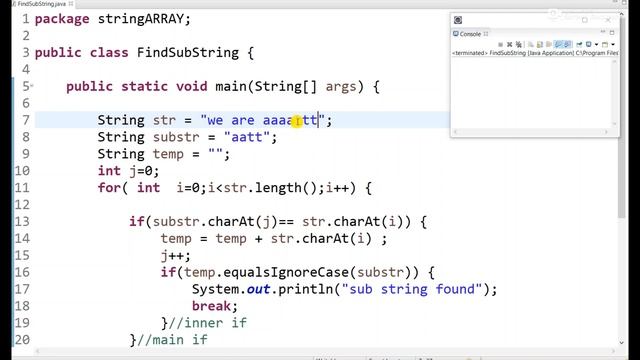 Program to find sub string in a given string Code JAVA CLASSMATE смотреть онлайн