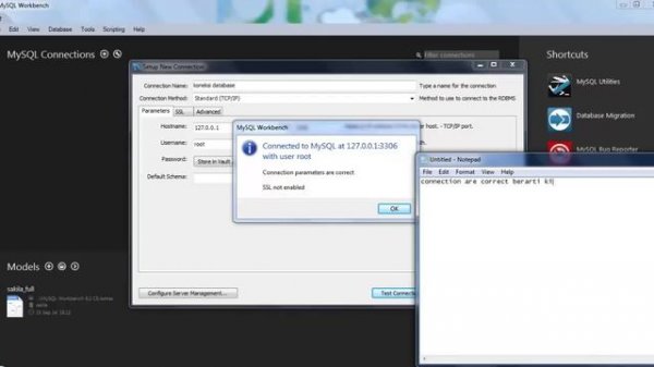 Mysql Workbench connection to phpmyadmin xampp