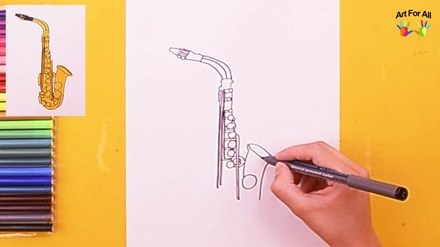 How to draw a Saxophone (Musical Instrument) смотреть онлайн