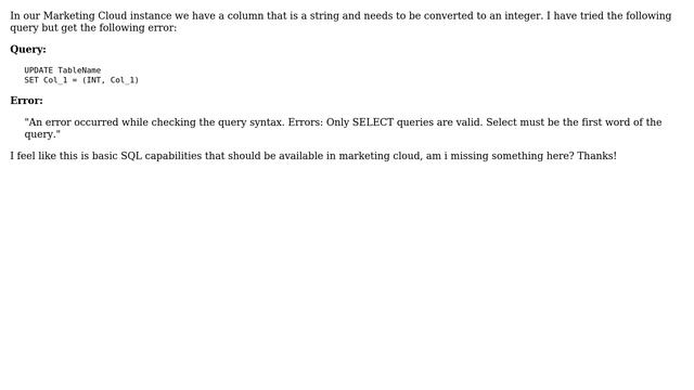 Salesforce: SQL Convert String to Integer смотреть онлайн